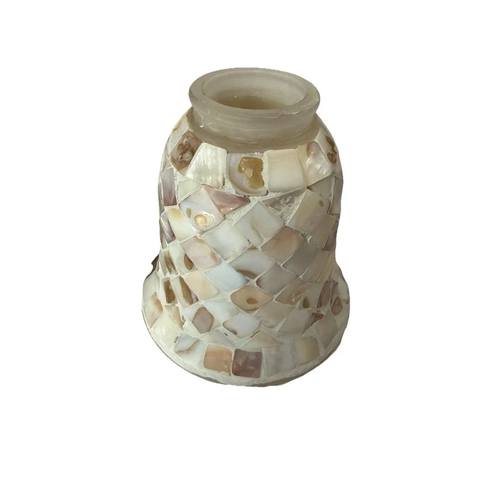 Vintage Style Mother of Pearl Mosaic Bell Lamp Shades Set of‎ 2 Shell Tile